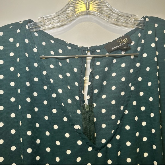Suzanne Betro Teal/Black Polka Dot Long Sleeve Dress size 2X - Picture 3 of 12